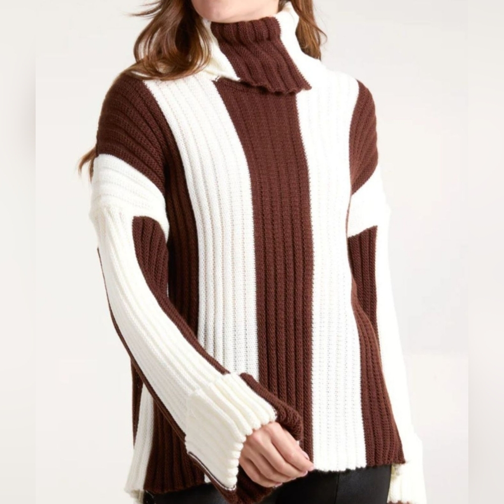 Colorblock Turtle Neck Sweater